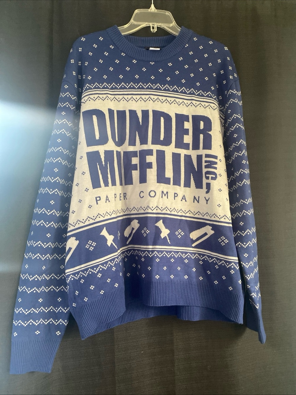 Ripple Junction Blue & White Dunder Mifflin Crewneck Sweater